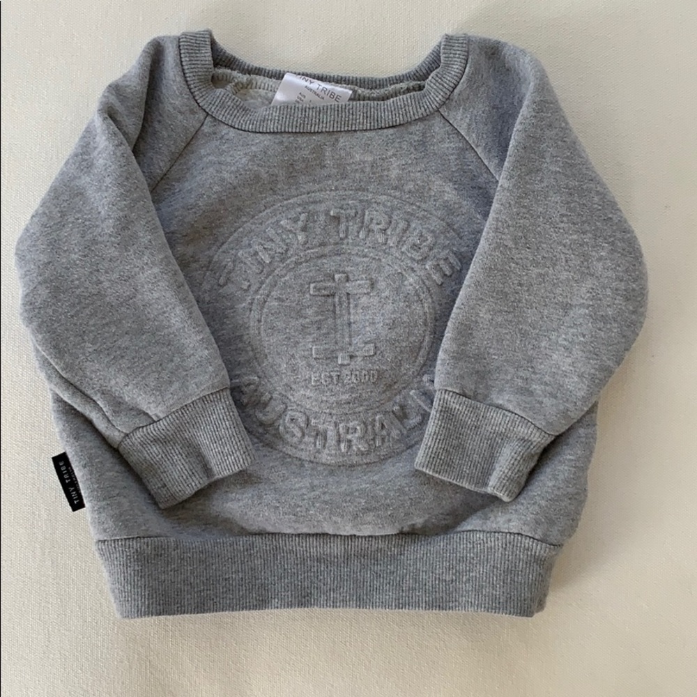 Tiny tribe Australia baby boy grey sweatshirt